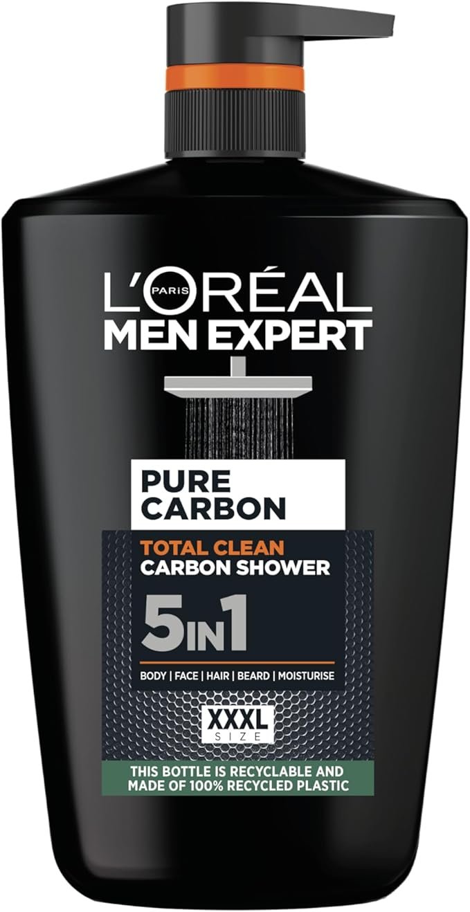 L’Oréal Men Expert Hydra Energetic Carbon 5-in-1 Shower Gel for Men – Ultimate All-in-One Body